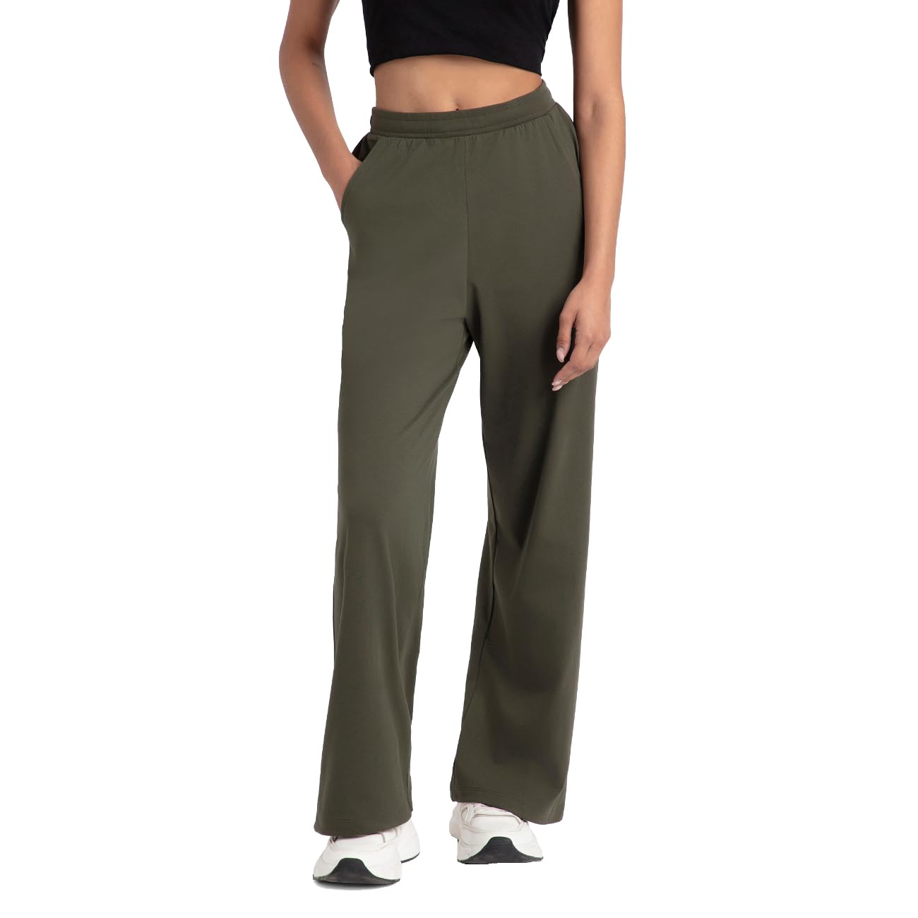 A158 Women Super Combed Cotton Rich Straight Fit Wide Leg Pants-image-48