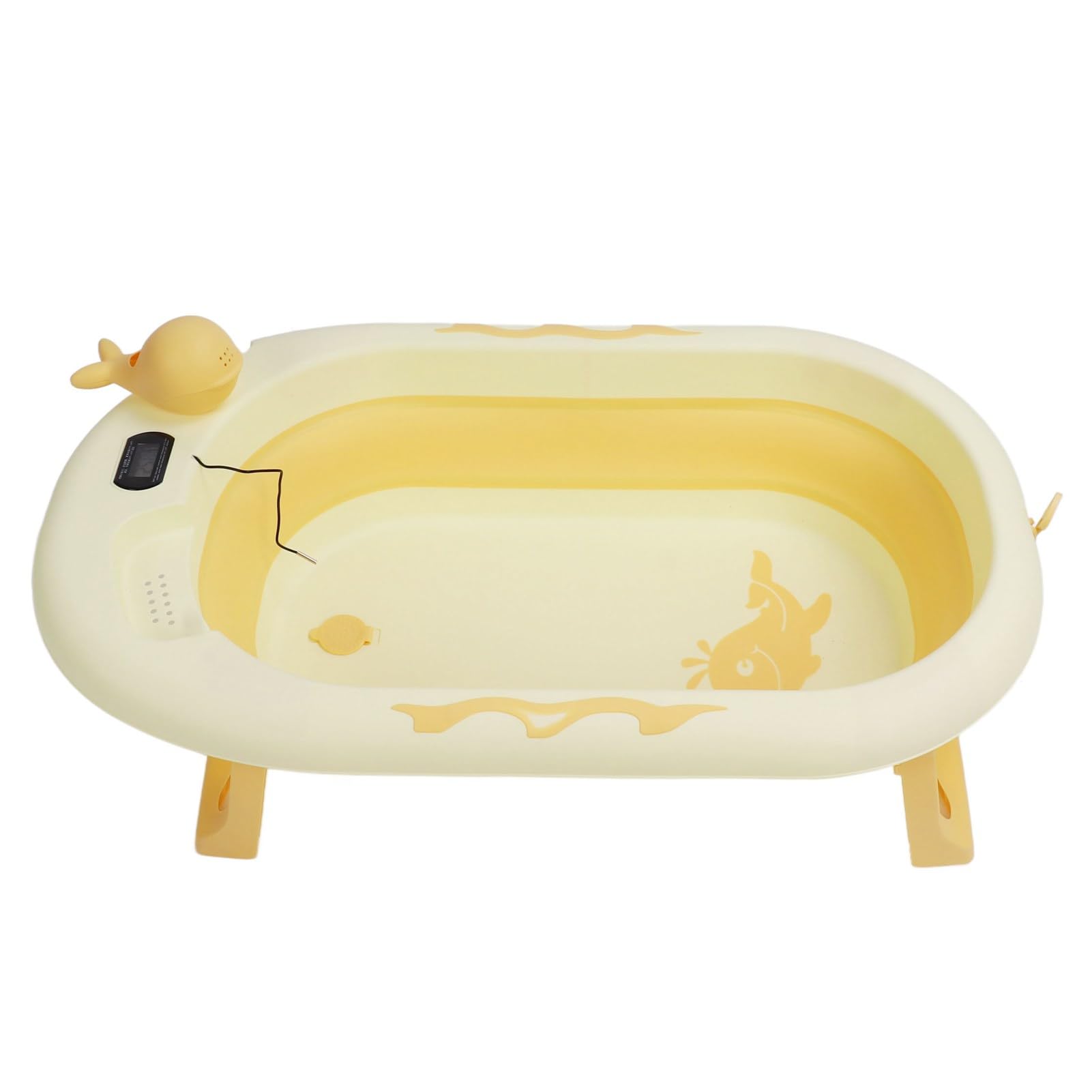 Zusammenklappbare Babybadewanne mit Temperatursensor und Präziser Temperaturanzeige für Ein Komfortables Badeerlebnis. Geeignet für Babys von 0 Bis 9 Jahren. Hergestellt aus PP und TPE