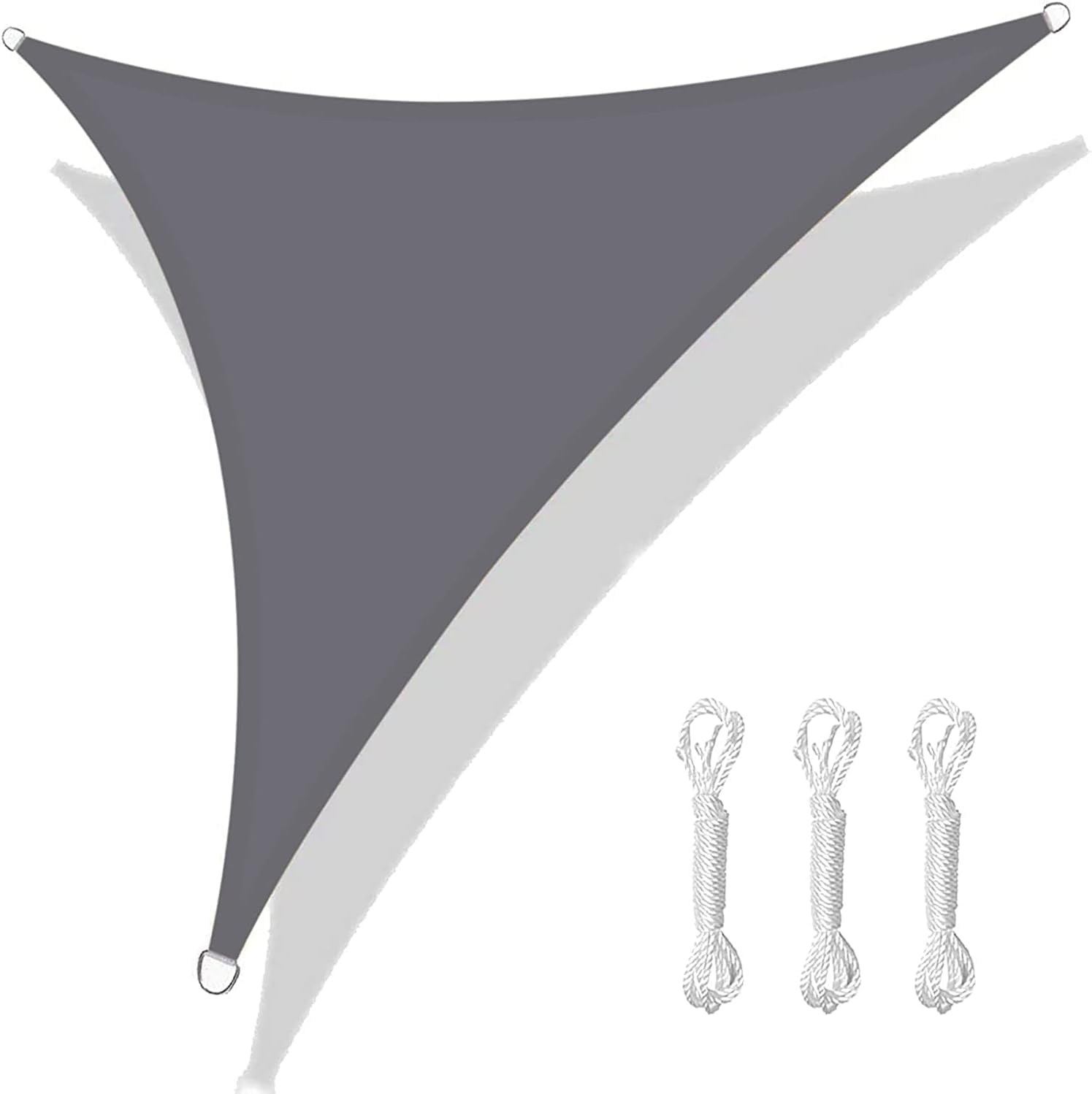 HEYOMART Sun Shade Sail Waterproof 2.5x2.5x2.5m Triangle, 98% UV Block PES for Garden Patio Sunscreen Canopy Sunsail with Free Ropes, Light Grey