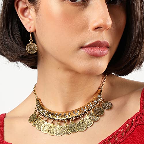 Buy SOHI Gold Plated coin Designer Necklace Set, choker necklace and