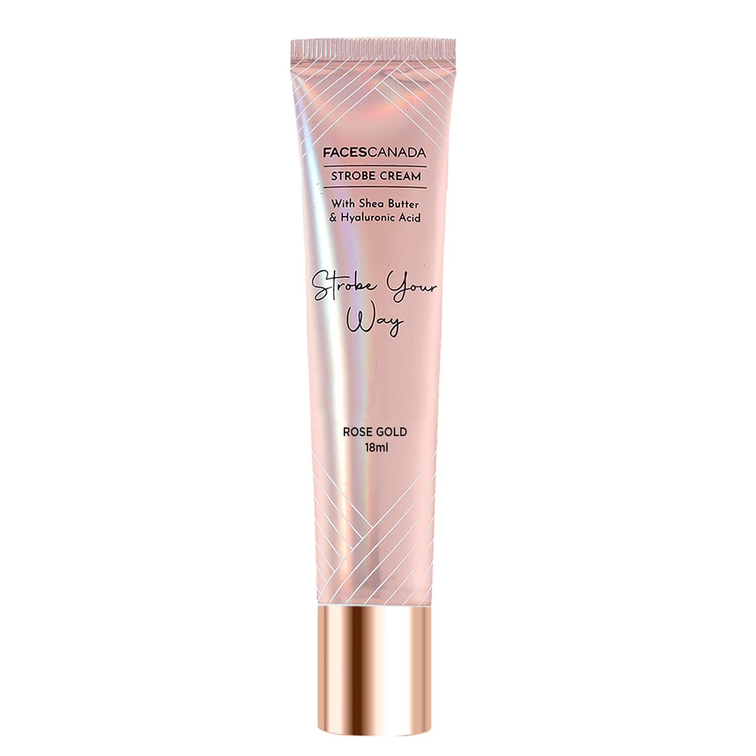 FACES CANADA Strobe Cream Mini- Rose Gold, 18ml | Primer + Highlighter + Moisturizer | Shea Butter & Hyaluronic Acid | Intense Hydration | Flawless Radiant Dewy Skin | Illuminating & Glowing Makeup Base