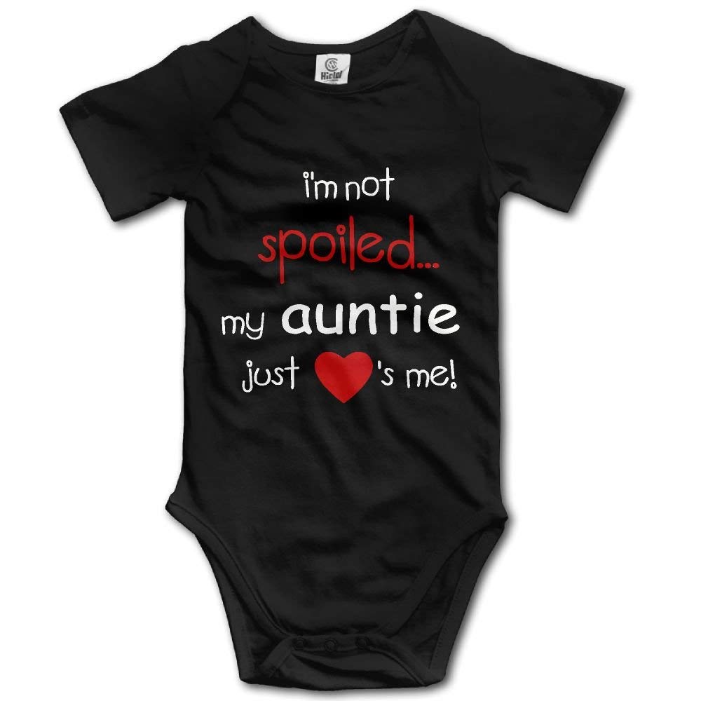 Pengshiliu I'm Not Spoiled My Auntie Infant Climbing Short Sleeve Onesie Black, 0-6 Months