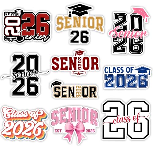 Image of MAIANEY (10Pcs - 3inch) Senior 2026 Stickers Class of 2026 Stickers for College High School Graduation Gifts Student Senior Decals Decorations for Water Bottle Tumbler Laptop Phone (Multi)