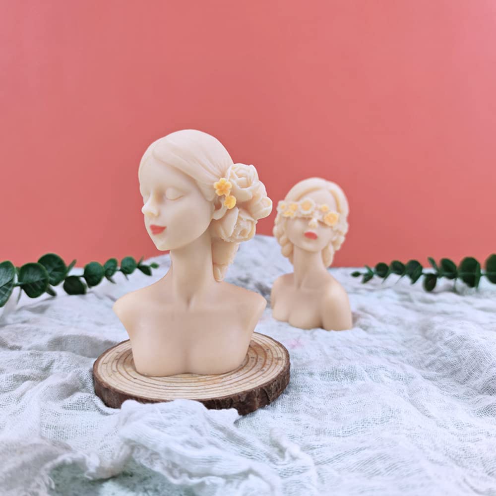 Moules à Bougies En Silicone 3D - Lot De 2 Motifs Portrait Féminin - Parfait Pour Bougies, Résine, Savon Et Décoration Maison