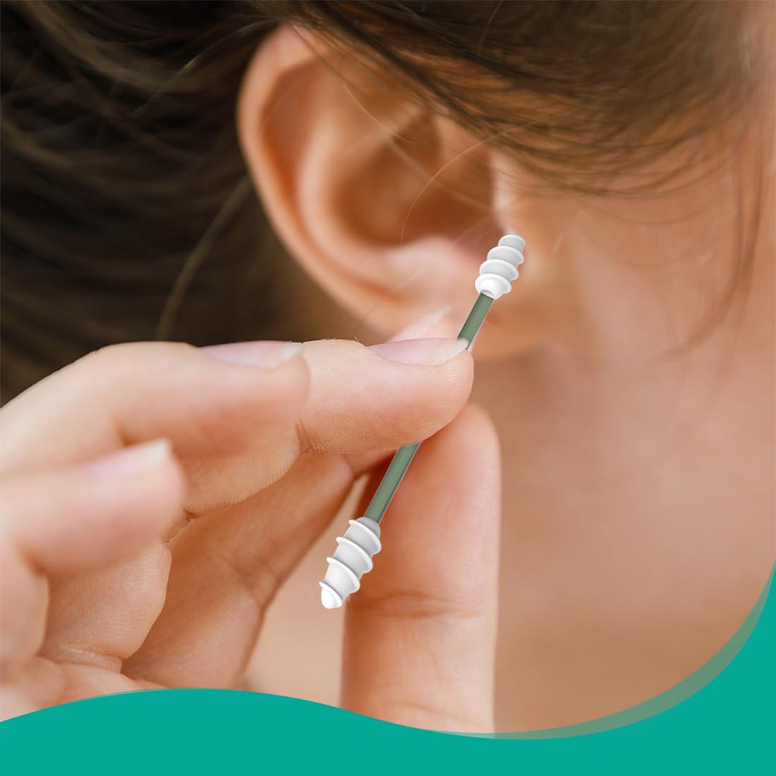 Set di 4 Cotton Fioc Riutilizzabili in Silicone per Pulizia Orecchie Neonati e Adulti, Bastoncini Lavabili per Trucco con Custodia e Specchio