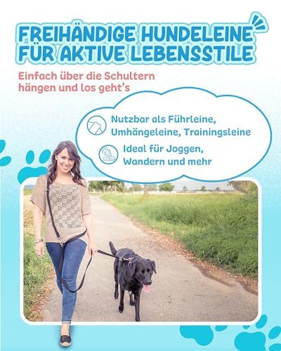 KURI PAI® Komfortable Hundeleine 3m | Verstellbare Hundeleine große Hunde | Bambusviskose | Strapazierfähig und weich | Perfekt für alltägliche Spaziergänge | L (2.5cm Breit) - Schwarz