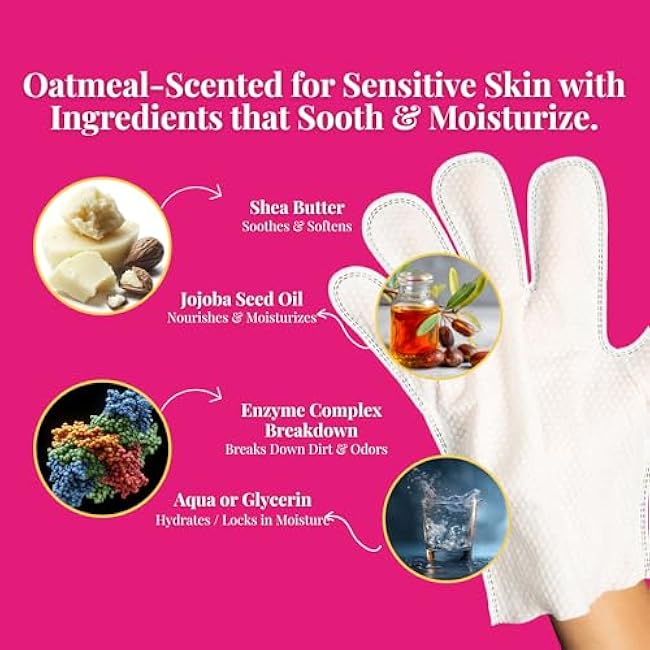 Dr. Paws Glove & Go Grooming Wipes for Dogs & Cats - Paraben Free, Alcohol Free, Lick-Safe, Hypoallergenic, Oatmeal Scented Dog Wipes for Paws and Butt, Puppy Wipes (20 Count)-6Xve92mG