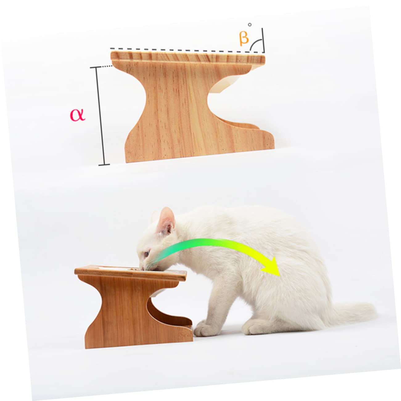 Cuenco de Madera para Mascotas una Pieza, Comedero | Agua y Premios, Apto para Gatos y Cachorros, Diseño Estable, Resistente al Óxido