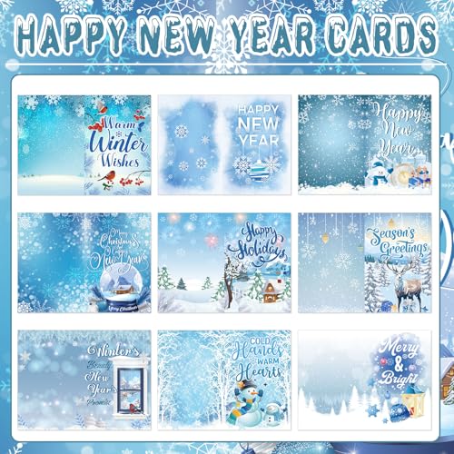 HOWAF 9PCS Happy New Year Cards 2026 Greeting Card with Envelopes Stickers - Image 3