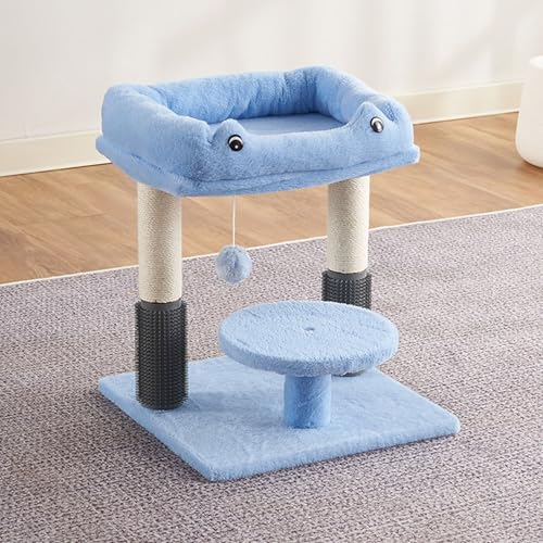 キャットタワー ミニ 猫タワー 階段 ペット ステップ 低い 猫 ブルー 爪研ぎ おしゃれ スリム 可愛い 猫 41*41*49 ベッド ジャンプの苦手な猫ちゃん 仔猫 シニア 据え置き 省スペース 組立簡単 安定 コーナー
