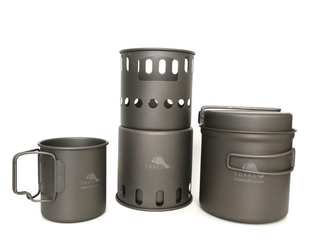 TOAKS Titanium 1100/450/Wood Stove Combo Set Includes 1 x Titanium 1100ml  Pot with Pan, 1 x Titanium Wood Burning Stove and 1 x Titanium 450ml Cup,  Camp Stoves - Amazon Canada