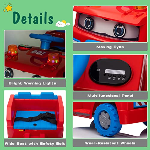 Nitoess Children's Riding Garbage Truck, 12V Toddler Riding Car, Suitable For Boys And Girls Battery-Powered Children's Electric Car, Remote Control Riding Toy, With Music, Red&Blue #TOP6