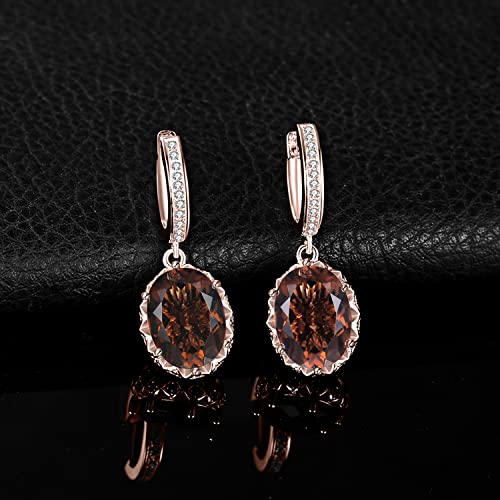 JewelryPalace Huge 7.2ct Oval Shape Natural Smoky Quartz Dangle Drop Earrings for Women, 14K White Yellow Rose Gold Plated 925 Sterling Silver Huggie Hoop Earrings, Natural Gemstone Jewelry Sets3