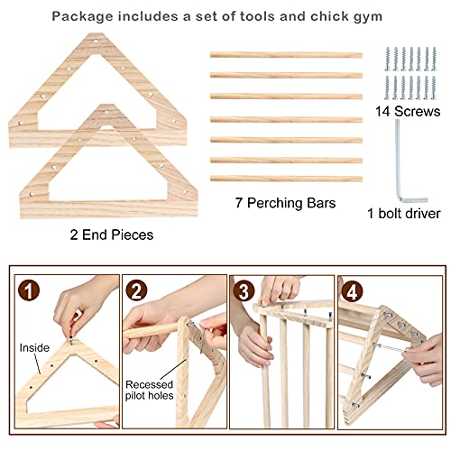 Image of Wooden Chick Perch Stand, Pine Chicks Roosting Bar, Jungle Gym Perch Toys for Chicken Coop & Brooder, Bird Perch for Baby Chicks & Parrots (Large)