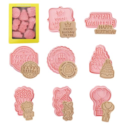 8 Pezzi Formine Per Biscotti Buon Compleanno, Stampi Per Biscotti 3D