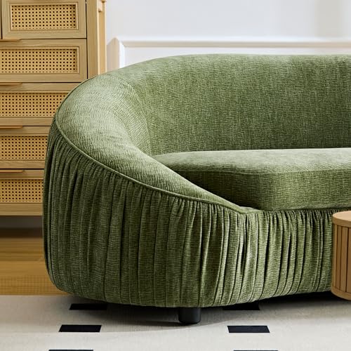 Image of KEIKI 92 inch Oversized Curved Shaped Upholstered Modular Sectional Sofa, Minimalist 4-Seater Couch with Seat Cushions and Ergonomic Backrest, No Assembly Required, for Apartment, Living Room, Green