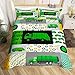 Green Garbage Truck Comforter Cover Powered Waste Management Recycling Trucks Bedding Set Cartoon Garbage Truck Duvet Cover for Kids Boys Girls Car Bedspread Cover Room Decor Bedclothes Full Size