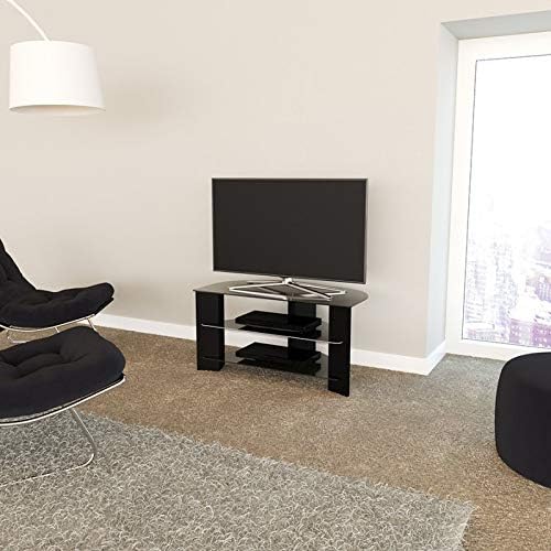 Miniatura 4 de AVF FS900VARBB-A Soporte Varano para TV con patas negras y estantes de vidrio negro. Se adapta a la mayoría (no todos) de televisores en estos