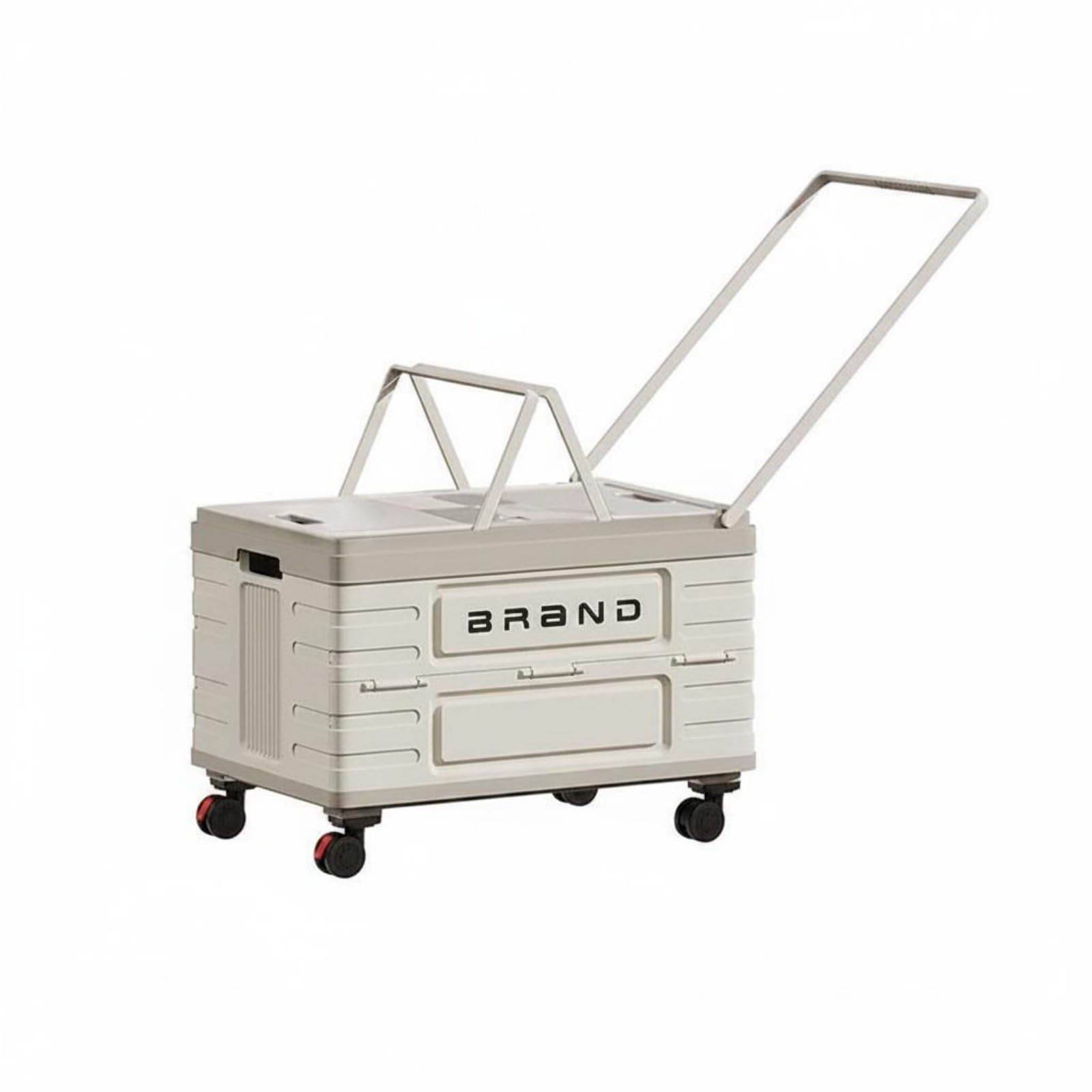 Colcolo Faltbare Aufbewahrungsbox Klappkiste Transportkiste Rollkiste Organizer mit Rollen Und Ziehgriff aus PP mit, Campingwagen Mit Zuggriff, 52L, Elegantes Weiß, Kunststoffdeckel