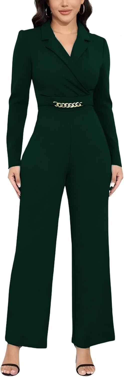 DeftSharp Women's Sexy Cocktail Party Clubwear Casual Working Rompers Long Dressy Jumpsuit