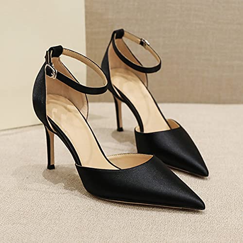 LUXINYU,Women Pointed Toe Heels Shiny Fashion Sexy Stiletto Ladies Pumps Heeled Elegant Bow Strappy Dress Suede Wedding Shoes Comfort Soft Work Shoes4