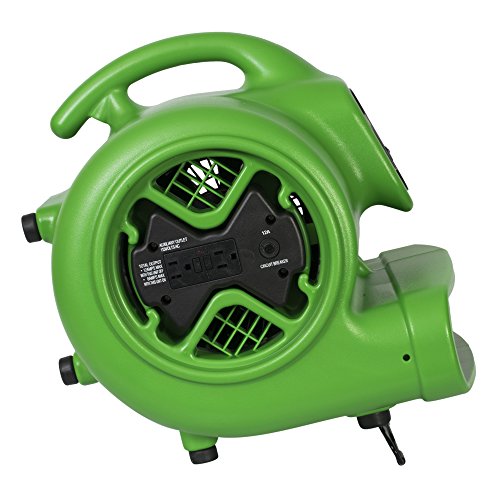 Image of XPOWER X-600A Pro 1 /3 HP 2400 CFM Centrifugal Air Mover, Carpet Dryer, Floor Fan, Blower, Daisy Chain, for Water Damage Restoration, Janitorial, Plumbing, Home Use, Green