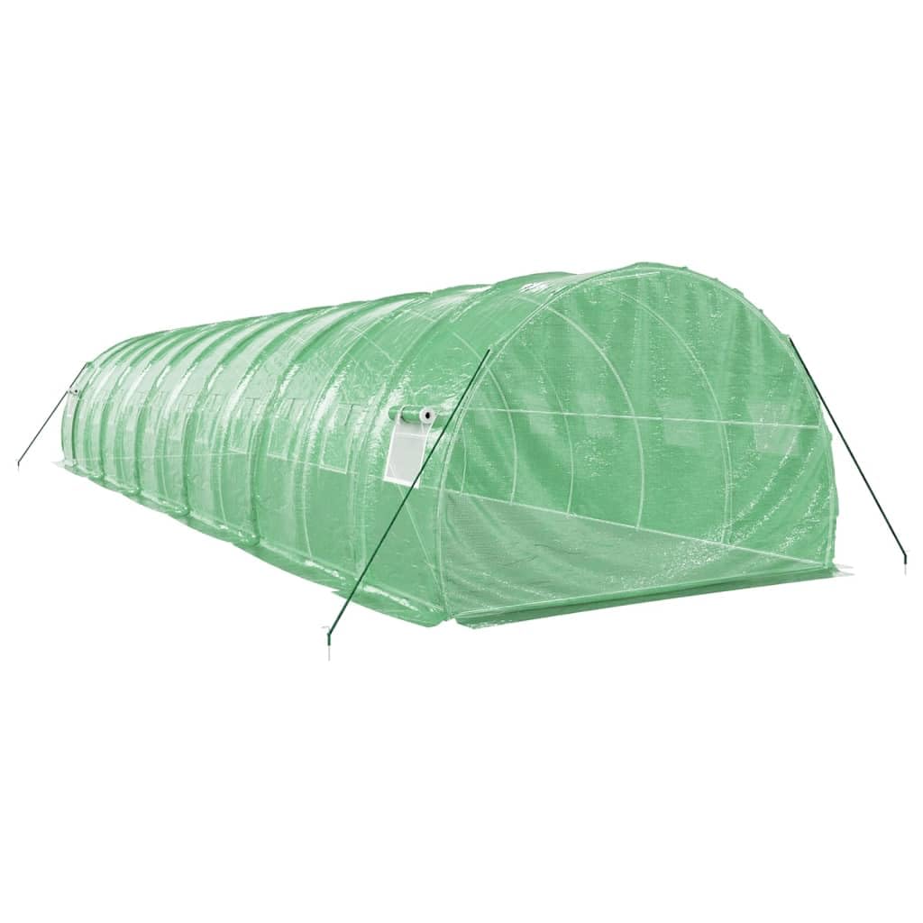 Homgoday Invernadero con Estructura de Acero Verde 36 m² 12x3x2 m, Invernadero Caseta Jardín Terraza Plantas Semilla Cultivo Huerto Verduras Cubierta Casero