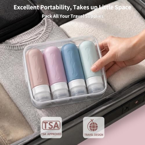 Image of Gemice Travel Bottles for Toiletries, Tsa Approved, Travel Size Containers, BPA Free Leak Proof Tubs Refillable Liquid Accessories for Cometic Shampoo and Lotion Soap