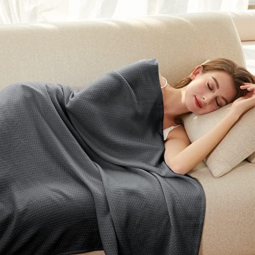 AmyHomie Cooling Blanket, 100% Bamboo Blankets for Hot Sleepers, Lightweight Blanket Absorbs Heat to Keep Adults/Children/Babies Cool on Warm Nights(Dark Gray, 59×79in)