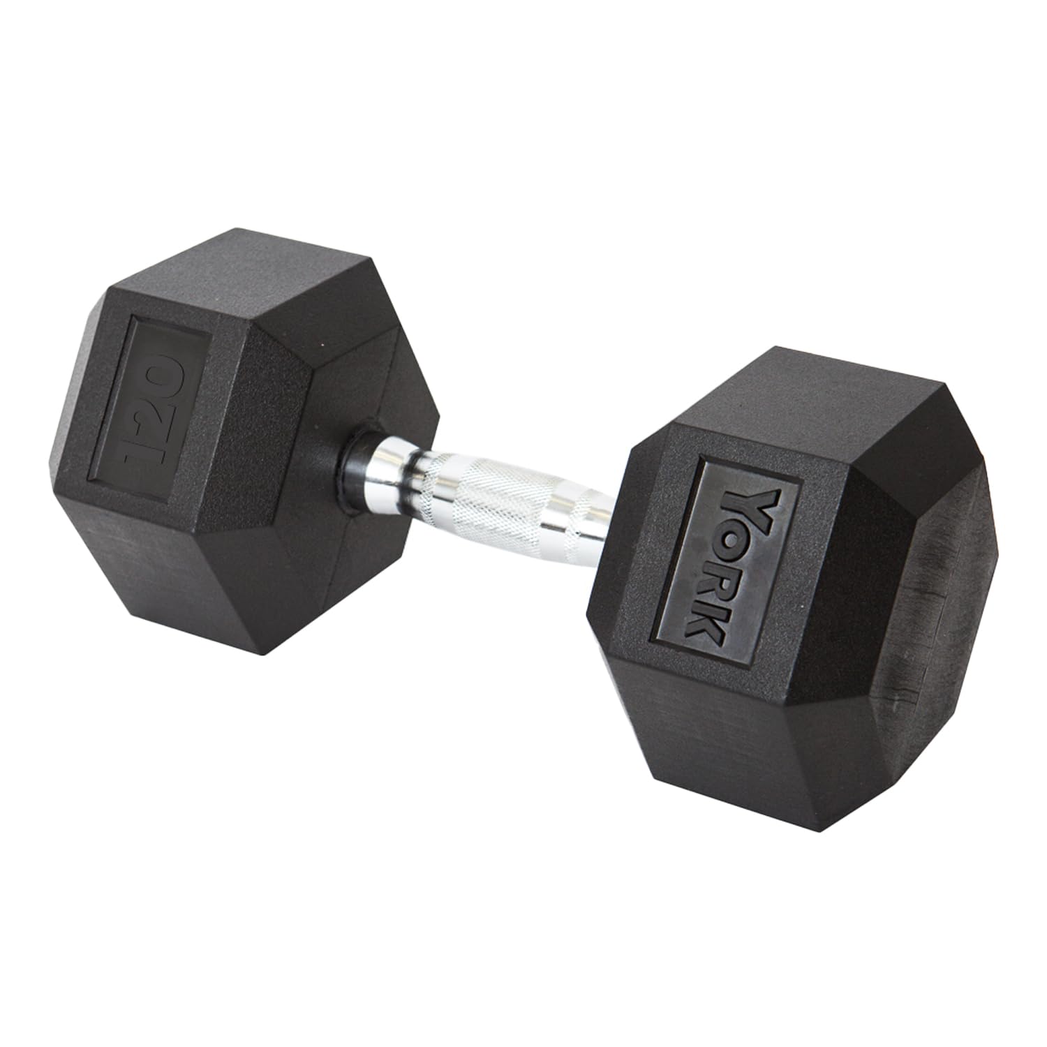 York Barbell Hex Dumbbell Set Rubber Coated Fixed Weight Dumbbells with Chrome Ergonomic Handle Odorless Durable for Home