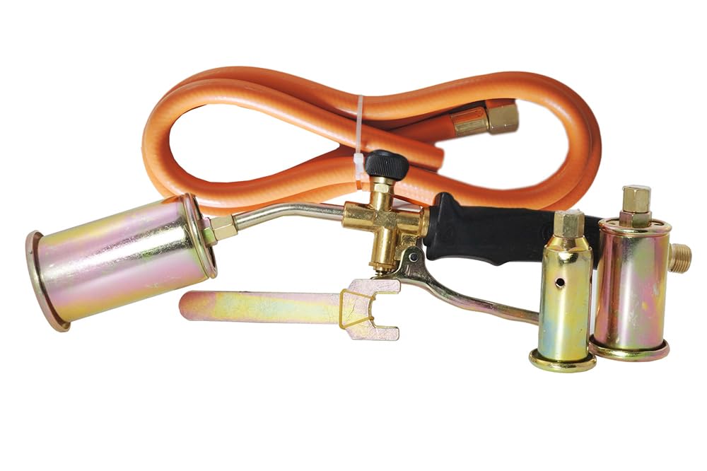 Topolenashop Cannello Saldatore a Gas GPL per Guaine Asfalto – Kit 3 in 1 con 3 Becchi 25/35/50 mm – Bruciatore in Ottone con Tubo 1,55 m – Per Catrame, Idraulica e Sverniciatura