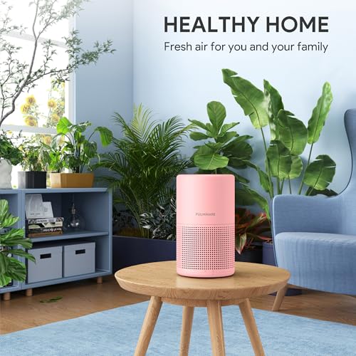Image of FULMINARE Air Purifiers for Bedroom H13 True HEPA Air Filter, Quiet Air Cleaner With Night Light, Portable Small Air Purifier for Home, Office, Living Room (Pink)
