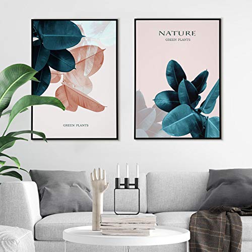 Affiche abstraite feuille nature pour sublimer un salon contemporain lot de 2 toiles 50x70 cm