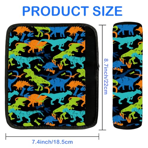 Image of Seat Belt Cover for Kids, Seat Belt Pad for Boys Girls, Car Seat Straps Shoulder Pads for Kids, Kid's Seat Belt Cushion, Shoulder Strap Pad, 1 Piece (Black Dinosaur)