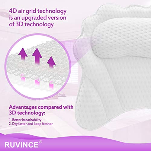 Bath Pillow RUVINCE Luxurious Bath Pillows for Tub Contains 2 Loofah Body Scrubber Ergonomic Bathtub Pillow for Neck,Head & Shoulders
