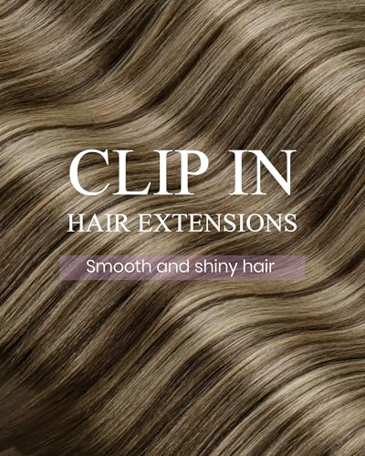 Image of LaaVoo Ombre Clip in Hair Extensions,Suitable for Fine and Thin Hair | Dark Brown To Caramel Brown Balayage, 16 Inch 120g 7Pcs, Full Head Straight Texture