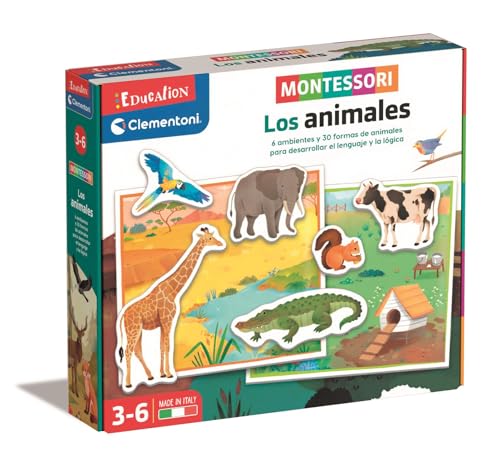 Clementoni - Juego Educativo Montessori Animales, para Niños 3-6 Años, Aprende de Zoología y Hábitats, Fomenta la Observación y la Lógica, 55452