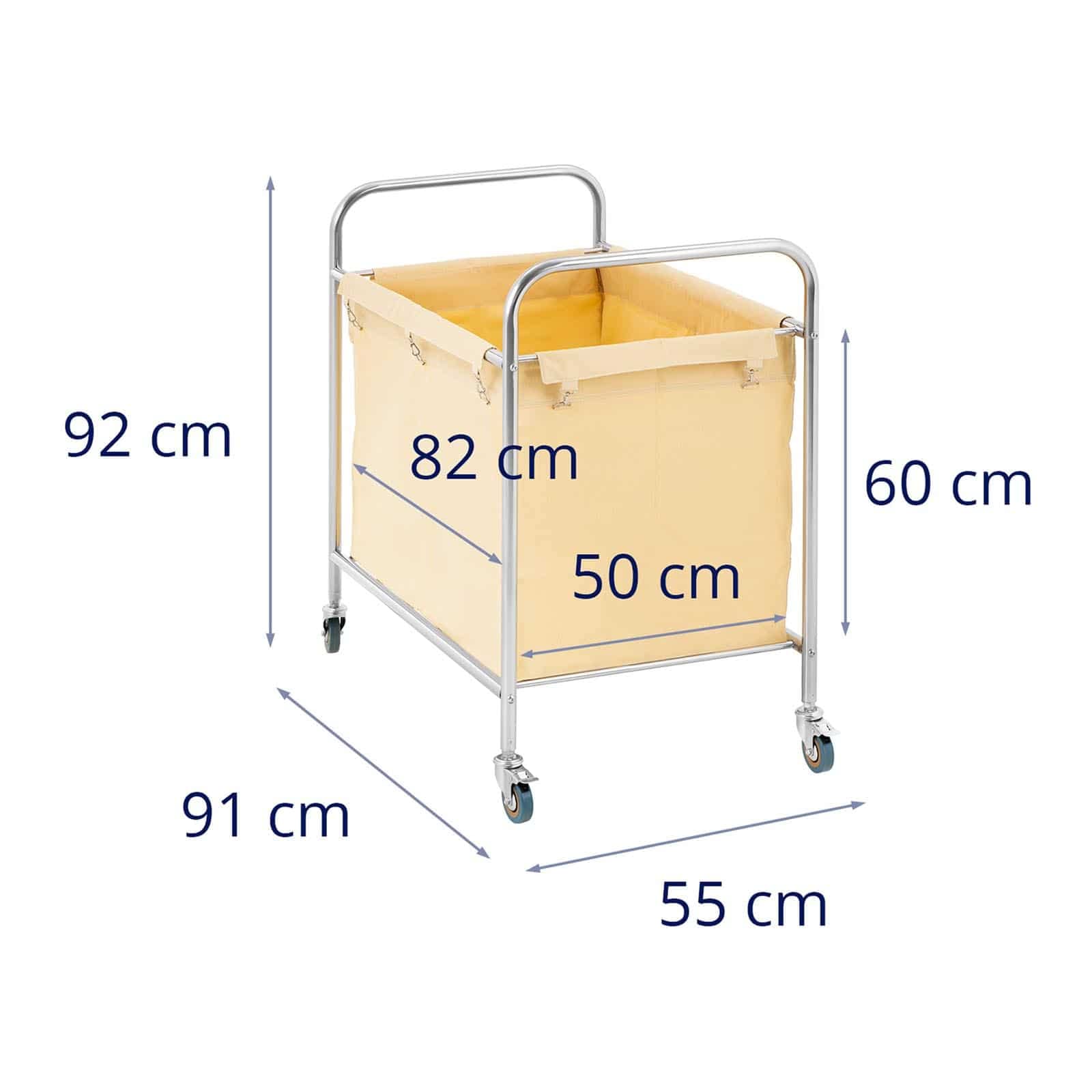 Royal Catering - RCWW 1 - Carro para Ropa - 250 L - 4 Ruedas / 2 Frenos - Bolsa: 82 x 50 x 60 cm