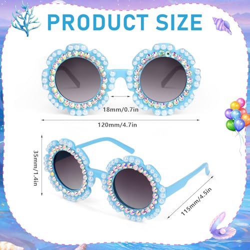 Girls Baseball Cap Sunglasses for Kids, Mermaid Baseball Hat Adjustable Summer Sun Hat Rhinestone Pearl Sunglasses Casual Trucker Cap for Girls 5-12 Years4