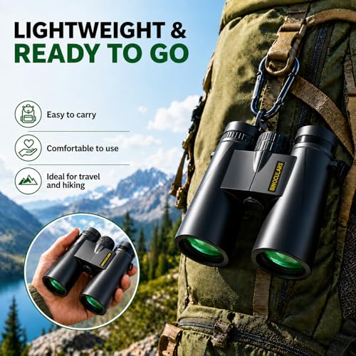 Image of Asacam 12x42 Binoculars for Adults, HD BAK4 Prism for Bird Watching