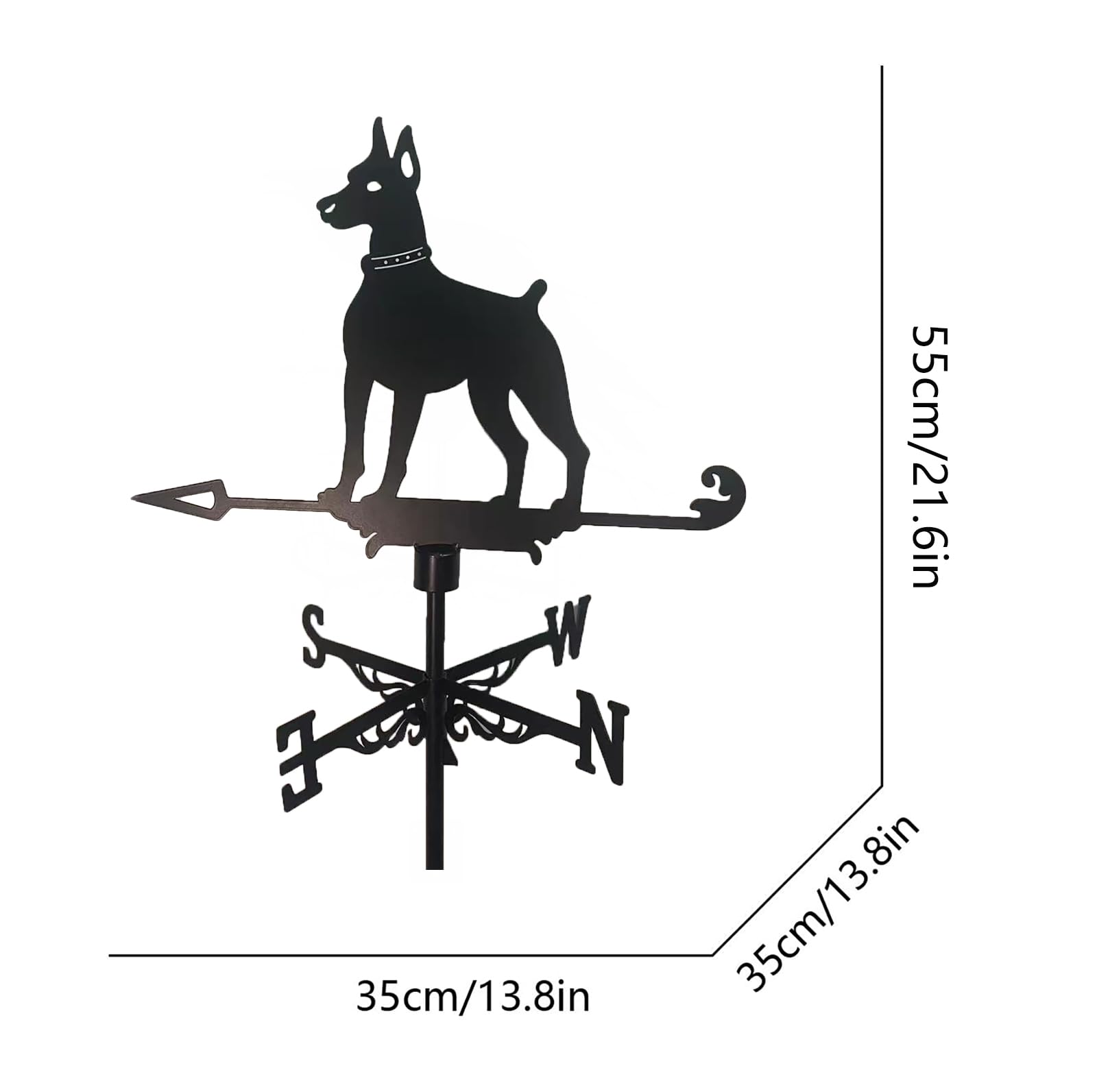 Żelazna łopatka pogodowa, Doberman wiatrowskaz metalowy na dach i pomiar prędkości wiatru kierunek podwórko farma ranczo na zewnątrz ogród dekoracja świąteczna