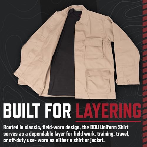 Image of Rothco BDU Uniform Shirt | Men's Long Sleeve Tactical Cargo Overshirt Utility Hunting Fishing Shacket Button Down Jacket with 4 Pockets