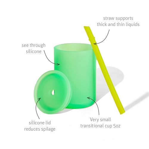 Miniatura 2 de Avanchy Vaso de bebé con pajilla, vasos de entrenamiento para bebés y niños pequeños, destete LED para bebés de 5 onzas, 6+ meses, silicona, verde