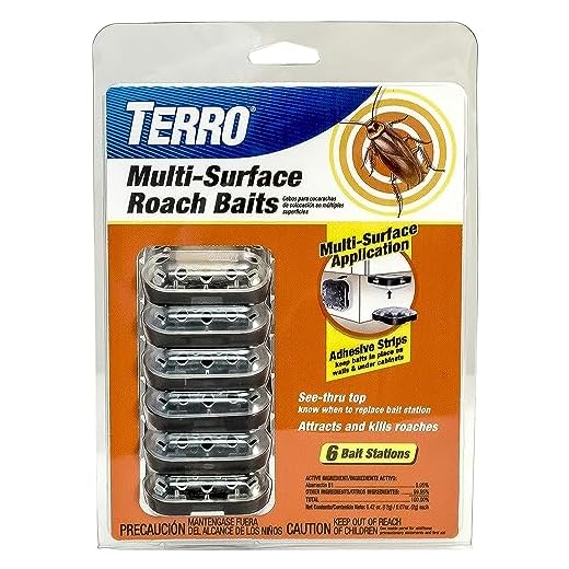 Terro T500 Multi Surface Roach Killer-6 Bait Stations, 1 Pack, Black