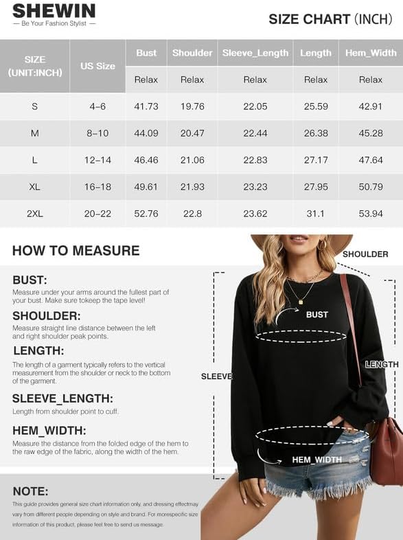 Miniatura 6 de SHEWIN Sudadera de gran tamaño para mujer, casual, de otoño, manga larga, cuello redondo, sin botones