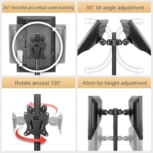Support TV moniteur double écran 12-27 pouces en acier pour bureau - 4