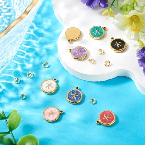 Image of Craftdady Golden Enamel Ocean Animals Pendants Stainless Steel Summer Sea Charms with Jump Ring for Jewelry Making Crafting Necklaces Bracelets Earrings Keychains