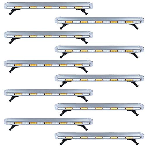 Astra Depot 10pcs 51 inch (6 LED Emergency Warning Beacon Hazard Flashing Grille Strobe Light Bar Car Tow Truck Response Plow (Amber White)