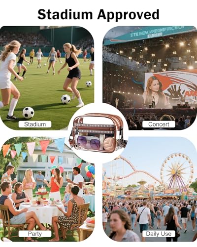 Image of FADEON Clear Bag for Stadium Events, Clear Crossbody Bag, Transparent Purse | Double-Zipper Clear Crossbody Meets 12 inchx12 inchx6 inch Stadium, Reinforced Straps, Waterproof for Concerts, Sports & Festivals