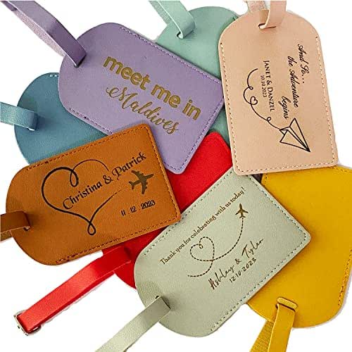 Set of 10 Personalized Luggage Tags, Bulk Wedding Favors